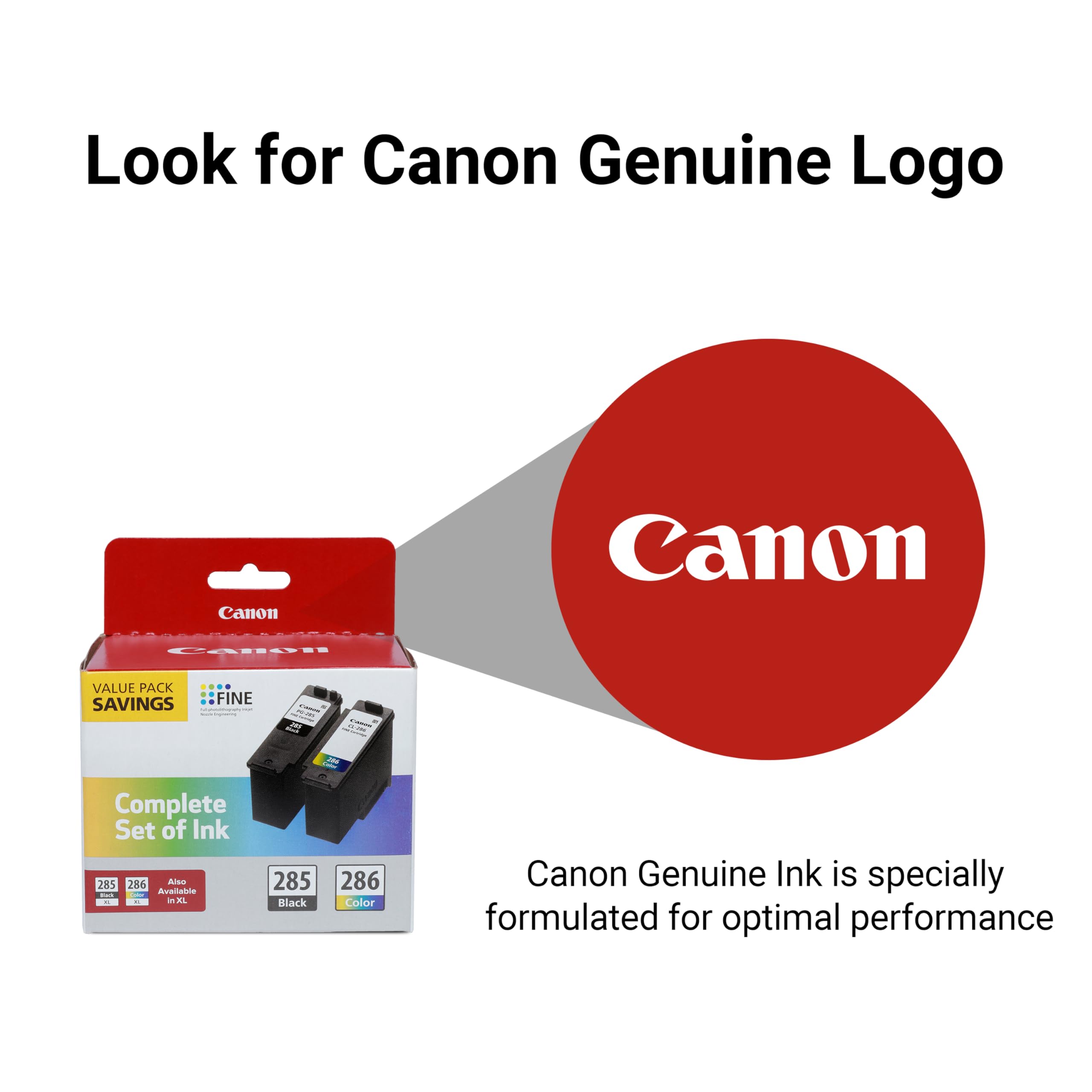 Canon® PG-285 Black/CL-286 Tri-Color Standard-Yield Ink Cartridges, Pack Of 2, 6197C004