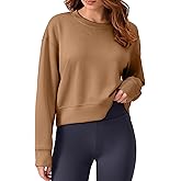 PINSPARK Soft Crewneck Cropped Sweatshirt for Women Long Sleeve Relaxed Lightweight Basic Crop Tops 2025