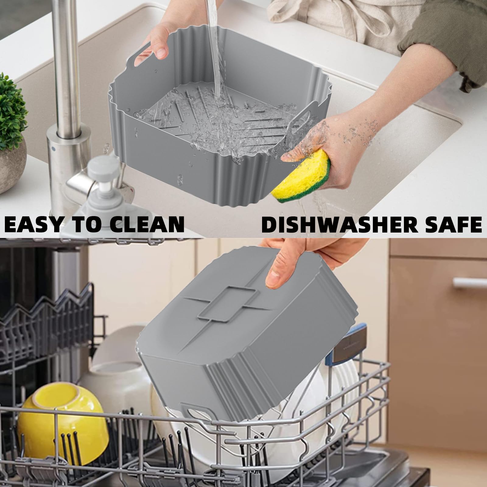 Silicone Air Fryer Liners for Ninja Air Fryer Pro XL AF141 AF142 AF181 AF182,2Pack 8.8inch Square Air Fryer Liners Reusable Basket for Cosori,Chefman,Instant Pot,Other 5-8QT,Air Fryer Accessories
