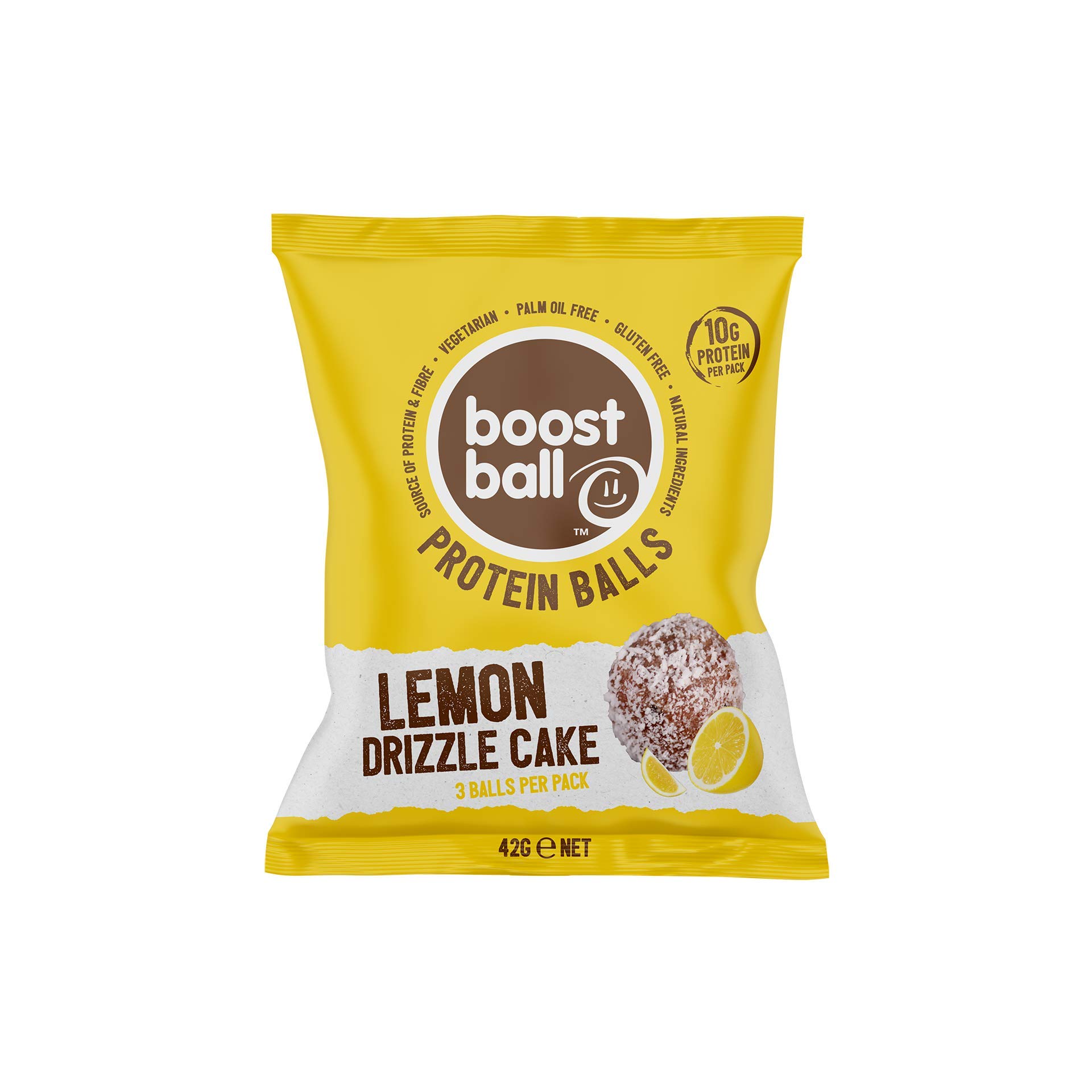 Boostball Protein Balls, Vegan Protein Snack, High Protein Healthy Snack, Gluten Free, Protein Bar Alternative - Lemon Drizzle Cake Flavour, Pack of 12 x 42g, BBLDC012