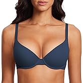 DOBREVA Women's Push Up T-Shirt Bra Underwire Padded Bras Plunge Full Coverage