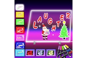 QUIET&FAR 13.8''x10'' LED Drawing Board,10 Lighting Modes Doodle Glow Board Light Up Acrylic Dry Erase Board, Cleaning Trio Kit, Ultimate led Note Board for Kids,Office, Home,Store,Festival,Gift