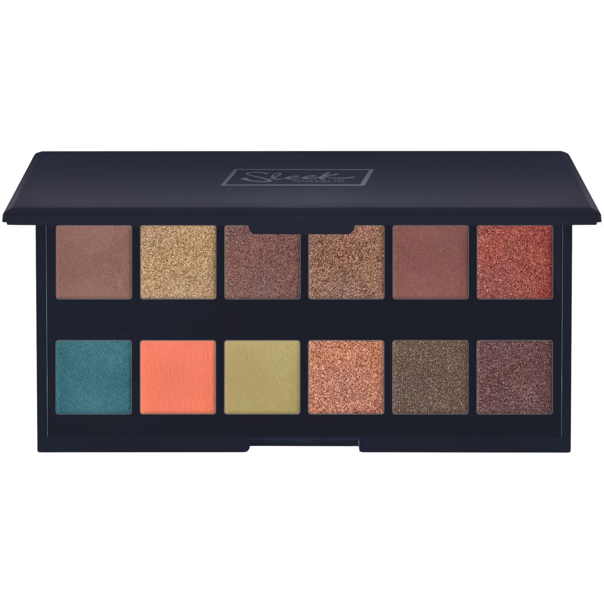 Sleek MakeUP i-Divine Eyeshadow Palette, 12 Shades in a Mix of Matte, Shimmer, Foil and Due-Chrome, Blendable and Highly Pigmented, Grounded