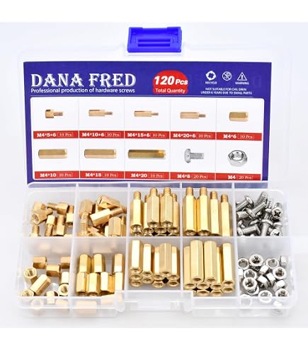 Glarks 192-Piece M4 Standoff Set – Carbon Steel, Nylon & Brass Hex Spacers, Male-Female Mounts, Screws & Nuts For PCB, Drones, Motherboards