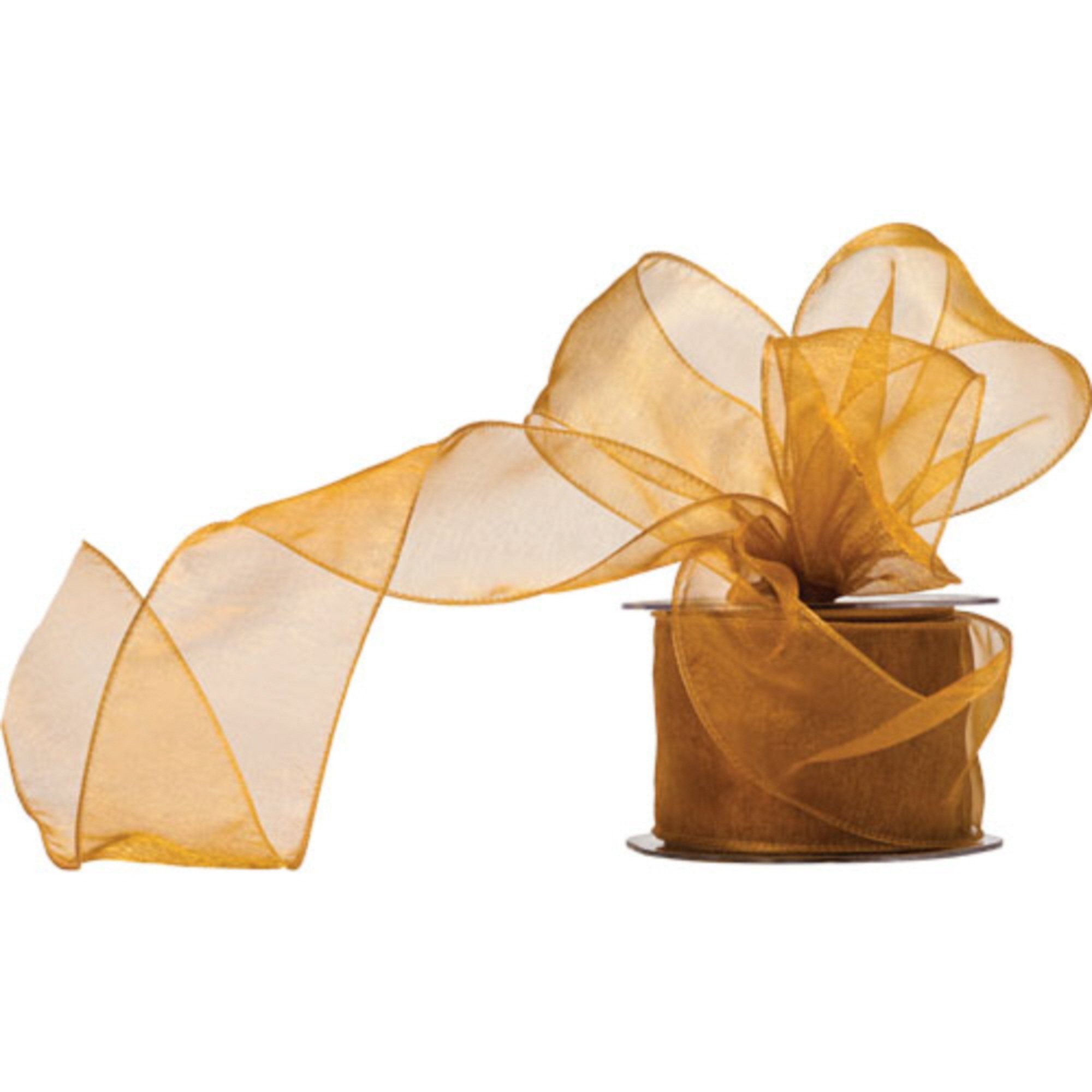 Truly Madly Deeply Gold 60mm Wide x 20 Metre Long Reel of Wired Organza Ribbon. Great for Birthday Decoration, Gift wrap, Christmas Ribbon, Wreath Making Supplies, DIY Crafting