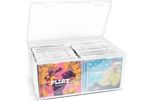 CollectHall Plastic CD Storage Box, Store 40+ CDs, Clear DVD Storage Case