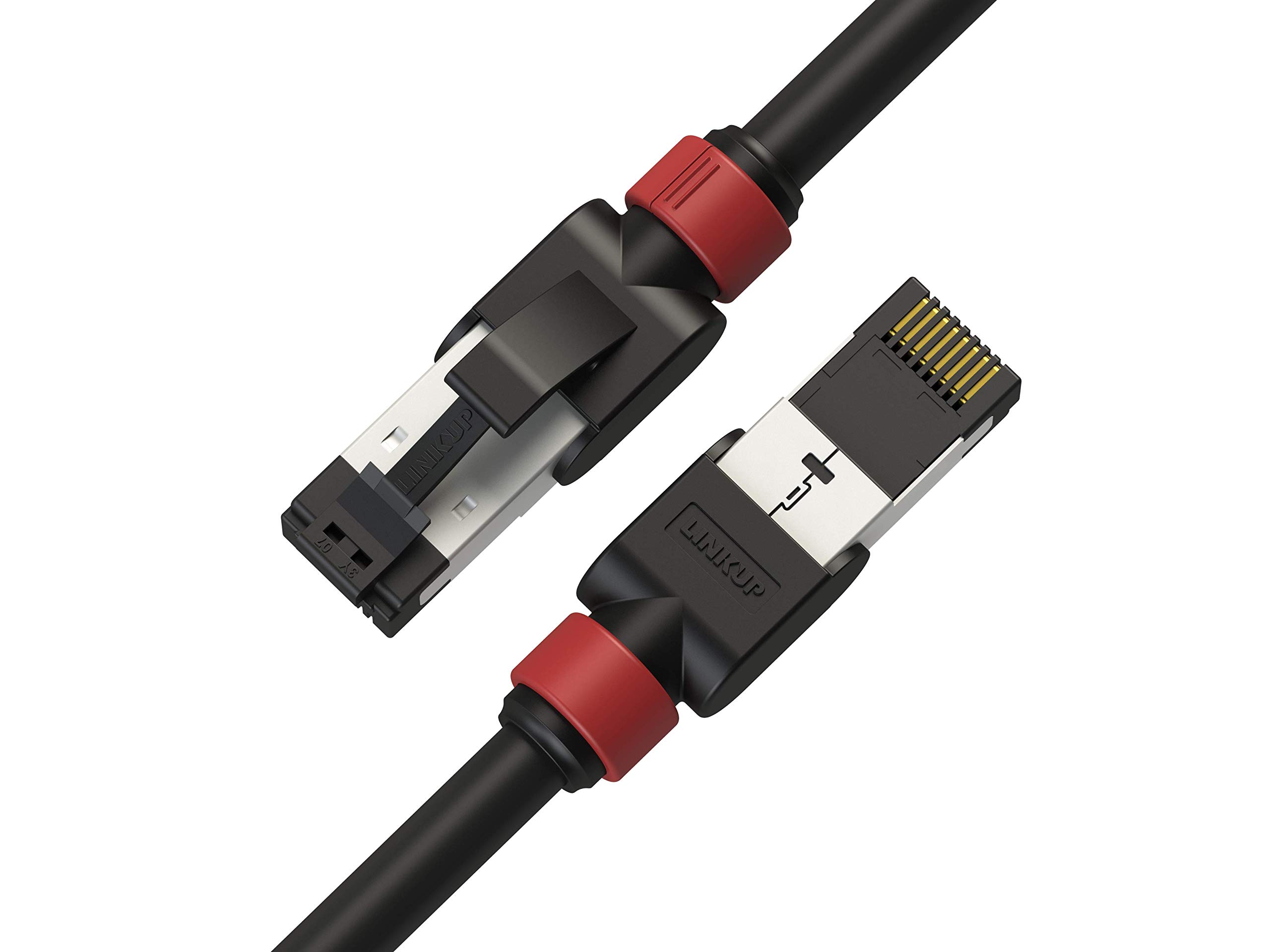 LINKUP - [Tested with DSX-8000 CableAnalyzer Cat7 Ethernet Cable -1 FT (3 Pack) 10G Double Shielded RJ45 S/FTP | Network Internet LAN Switch Router Game | High-Speed | 26AWG Black
