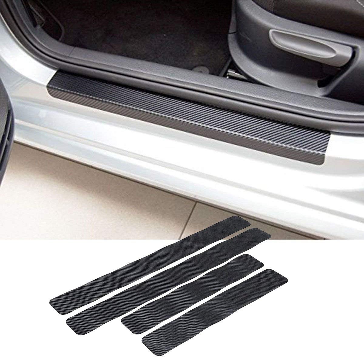 QiYeHua 4pcs Car Door Sill Scuff Welcome Pedal Protect Carbon Fiber Stickers for Dodge Ram Avenger Charger Dart Challenger Durango for Jeep Cherokee Patriot Wrangler Compass