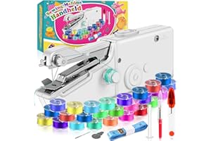 GEOHEE Handheld Sewing Machine with Accessories Kit,Mini Sewing Machine for Quick Stitching,Portable Sewing Machine Suitable for Home,Travel and DIY,Electric Handheld Sewing Machine for Beginners