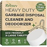 Renuv® Garbage Disposal Cleaner and Deodorizer Tablets Drain Freshener, Foaming Citrus Scent, Sink Odor Refresher for Kitchen Garbage Disposer Cleaning (12 XL Tablets - One Year Supply)