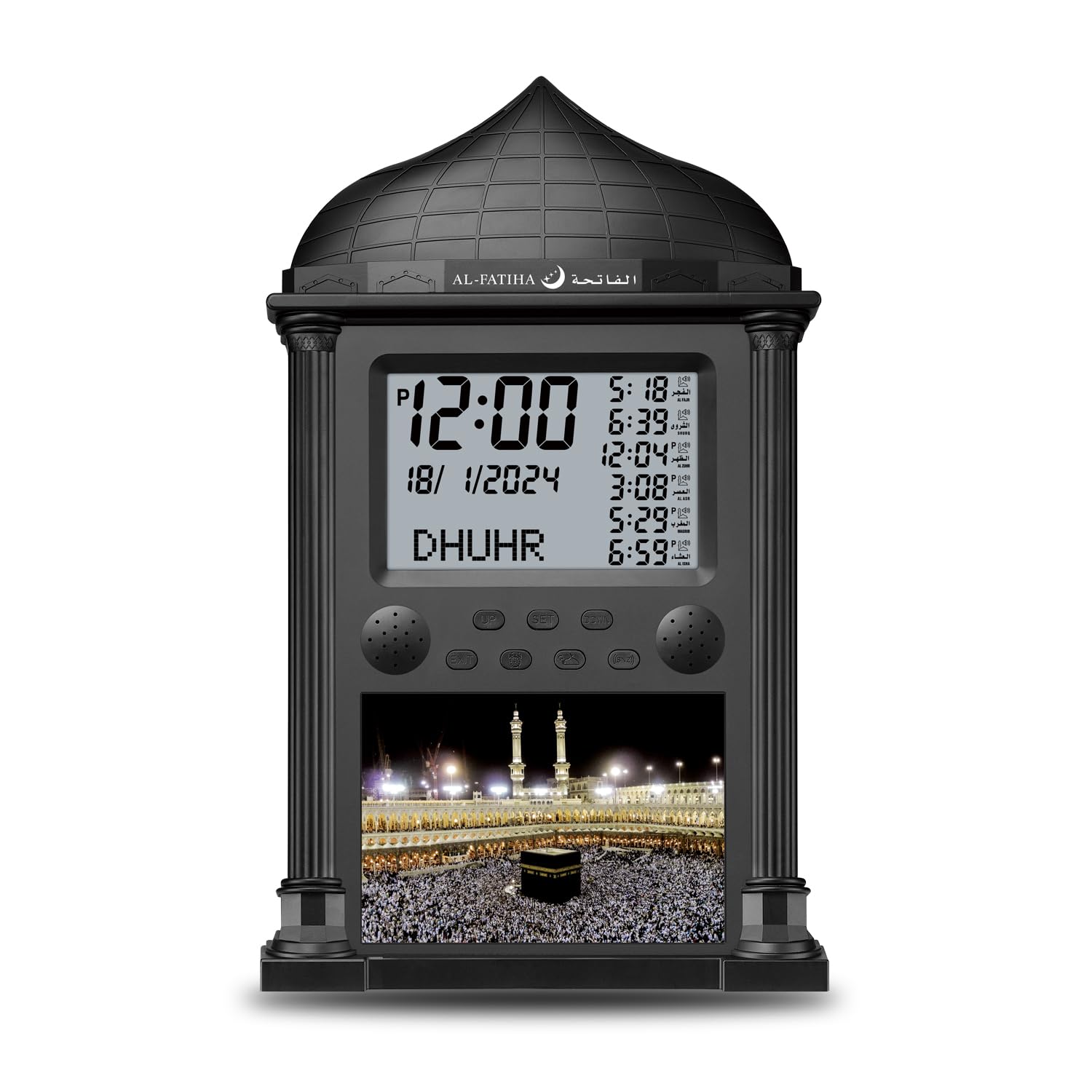 Al salama Muslim Alarm Clock, LED Islamic Prayer Wall Clock, Digital Athan Calendar Clock for Reading House, Office, Mosque, Home Decor (Black)