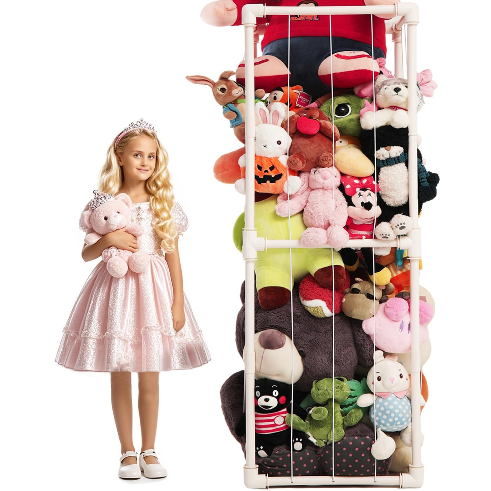 Photo 1 of Large Stuffed Animal Storage Organizer, Creative PVC Stuffed Animals Storage Zoo Cage, Vertical Space Saving Large Capacity Plush Toy Zoo Holder for Kidroom Playroom-White