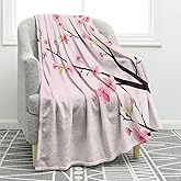 Jekeno Cherry Blossom Gifts Blanket for Women Girls Mom Birthday Christmas Pink Cherry Blossom Branches Flower Print Present Decor Home Sofa Couch Bed Room Soft Cozy Plush Throw for Kids Adult 50"x60"