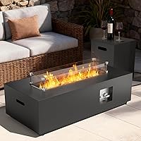 Outdoor Fire Pit Table Propane Gas Fire pits &Outdoor Fireplaces 42″ Rectangular Firepit Table, 50,000 BTU Fire Table for Pat