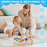 XIAPIA Kids Drum Kit Musical Toy Set with Xylophone Bell Sticks Wood Toys view 4