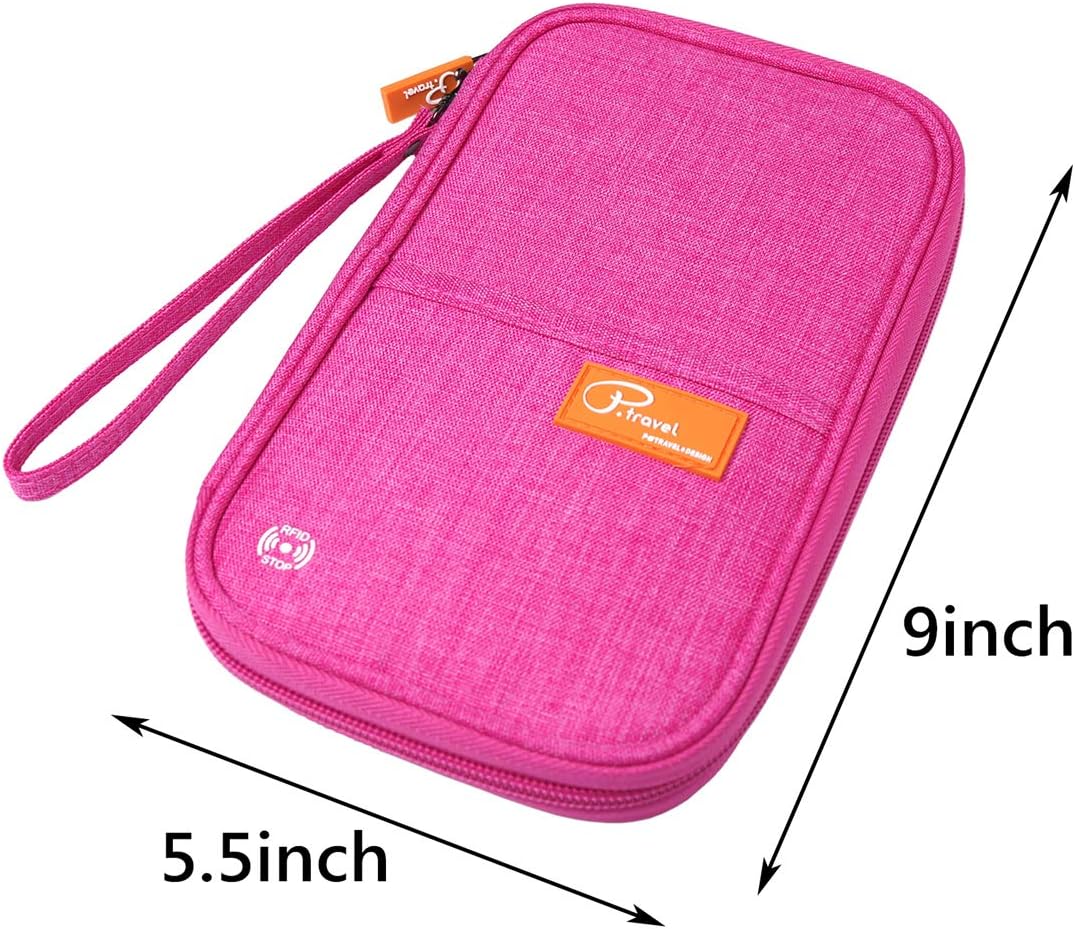  | VanFn RFID Travel Passport Wallet, Family Passport Holder, Trip Document Organizer P.Travel Series (Rose Red) | Travel Wallets