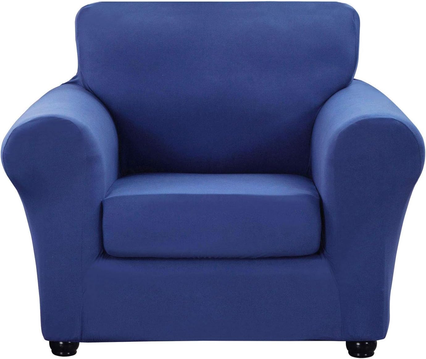 hyha 2 Piece Stretch Chair Covers for Living Room - Soft Armchair Slipcovers for Separate Cushion Covers, Washable Furniture Covers, Chair Slipcover with Elastic Bottom for Pets (Armchair, Navy): Kitchen & Dining