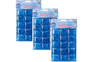 3 Pack Reusable Ice Pads – 15 Cell Flexible Ice Packs – 24.4 x 14 cm Each – Freezer Cooling Pads for Picnics, Lunch Boxes & T
