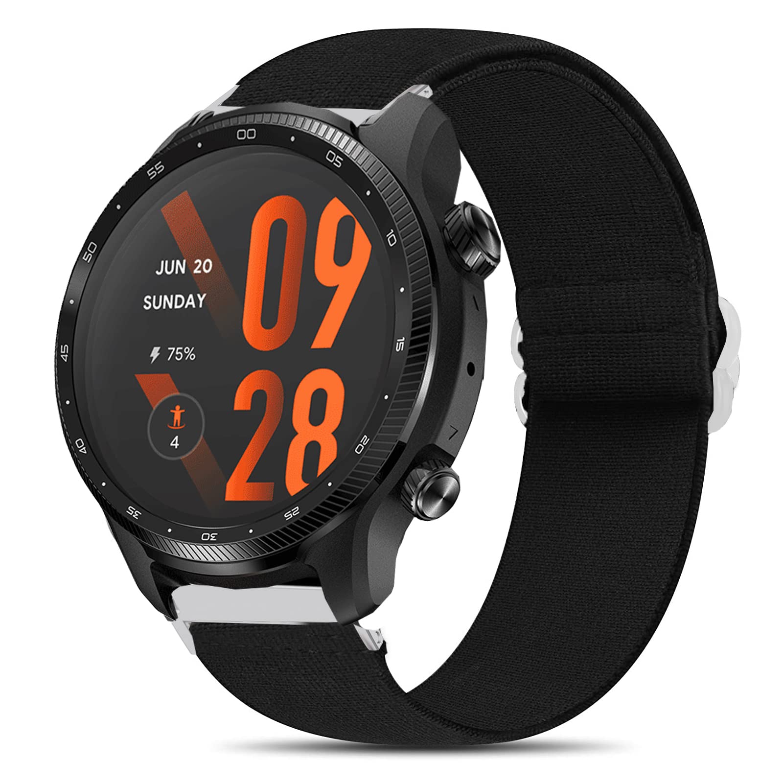 Giaogor Compatible for TicWatch Pro 3 Ultra Band, Stretch Elastics Nylon Adjustable Replacement Strap Accessories Compatible for icWatch Pro 3 Ultra GPS Smartwatch 2021 (Black)