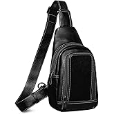 CENUNCO Genuine Leather Sling Bag for Men and Women Crossbody Shoulder Bag Sling Backpack Chest Purse Cross Body Pouch