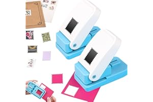 2 Pcs Stamp Punches, Rectangular Embossed Edge Postage Stamps Shape Paper Punch, Square Hole Stamps Craft Puncher for Paper C