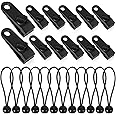 24PCS Tarp Clips Heavy Duty Lock Grip Awning Clips,Tarp Clamps Shark Tarp Fasteners,Tent Clips Pool Awning Cover Bungee Cord Clip Tarp Tie Down for Awnings Camping Caravan Canopies