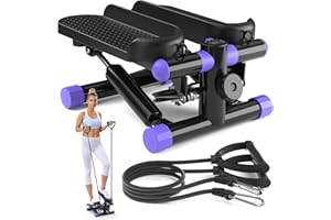 DAEYEGIM Steppers for Exercise, Stair Stepper with Resistance Bands, Mini Stepper with 300LBS Loading Capacity, Hydraulic Fitness Stepper with LCD Monitor