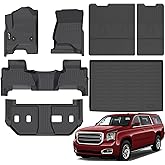 Jenofa-for Chevy Suburban/GMC Yukon XL 2015-2020 Bench Seat All Weather Floor Mats Automotive Car Mat for Suburban Accessories (Floor Mats & Rear Seat Back Mats & Cargo Liner)