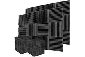 HJGFK2018 52 Pack Acoustic Foam Panels,1" x 12" x 12"Acoustic Wedge Studio Foam Sound Absorption Wall Panels (Black)
