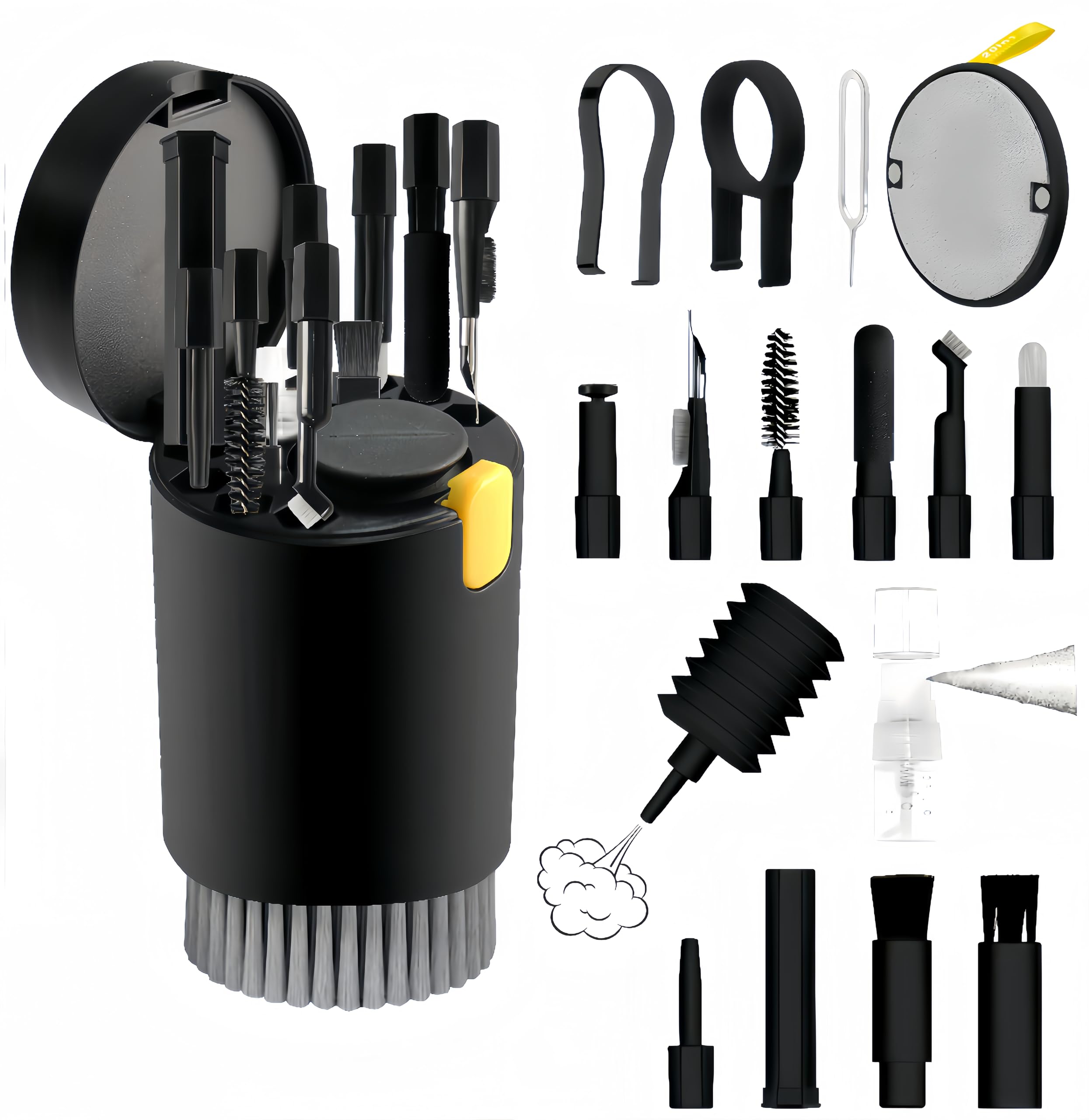 Photo 1 of 20-in-1 Laptop Phone Screen Earbud Cleaning Kit, Keyboard Cleaner Kit, Keyboard Cleaning Kit with Electronic Cleaning Brush Spray for Airpods Pro, iPad, iPhone Pro, Camera, Computer Cleaning (Black)