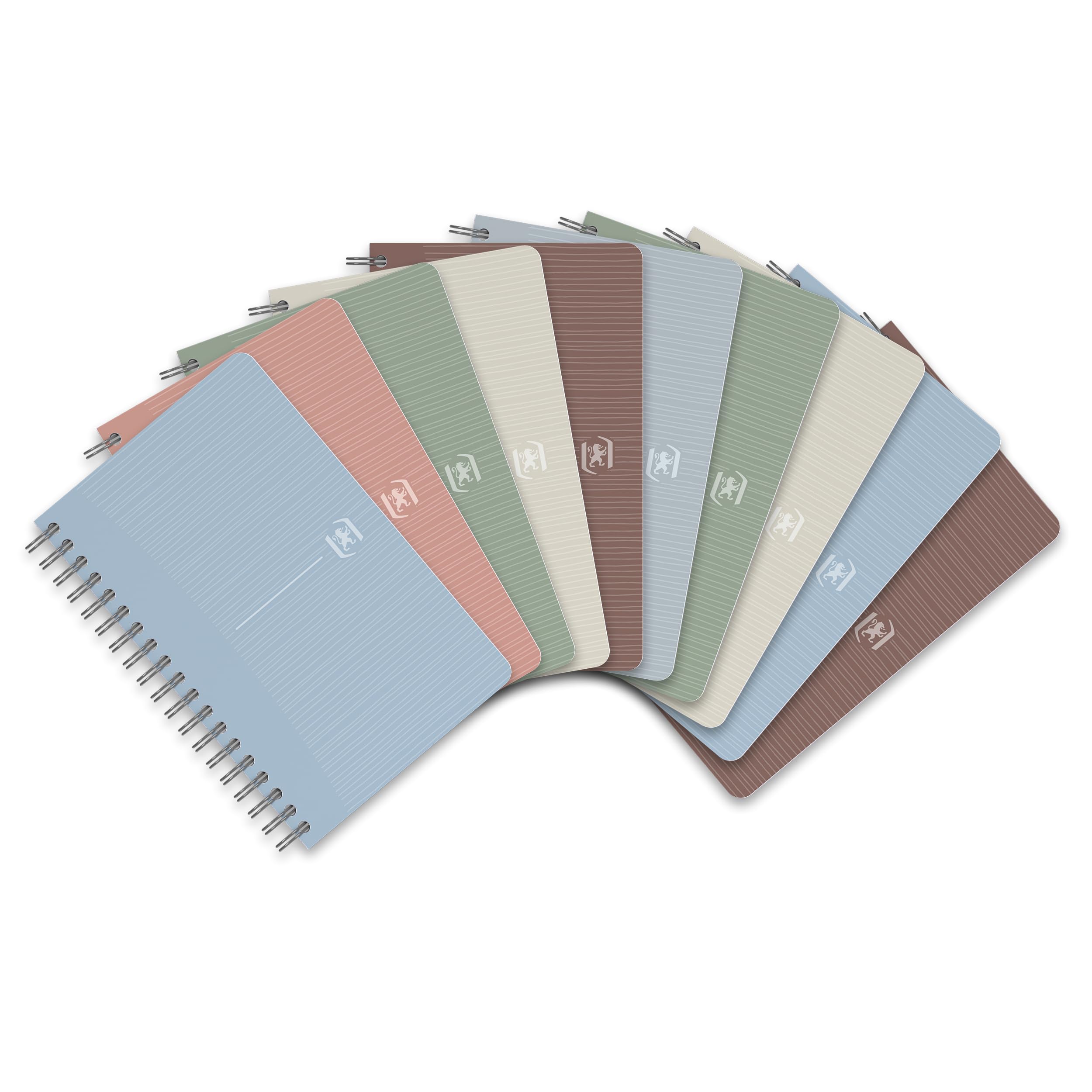 Oxford Spiral Book 9 x 14 cm Squared Recycled Paper Cups 90 Sheets Pack of 10 Assorted Colours 400155803