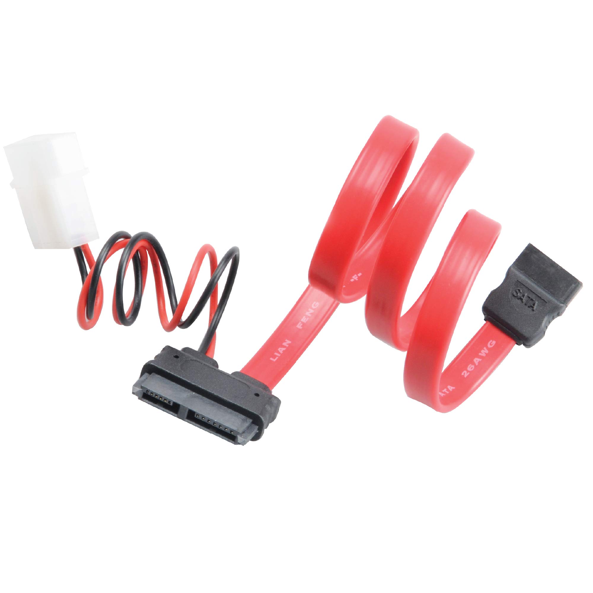 Akasa 40cm SATA Cable for Slimline Opticals | SATA Data & SATA Power Cable Converter | 400mm | AK-CB050-40