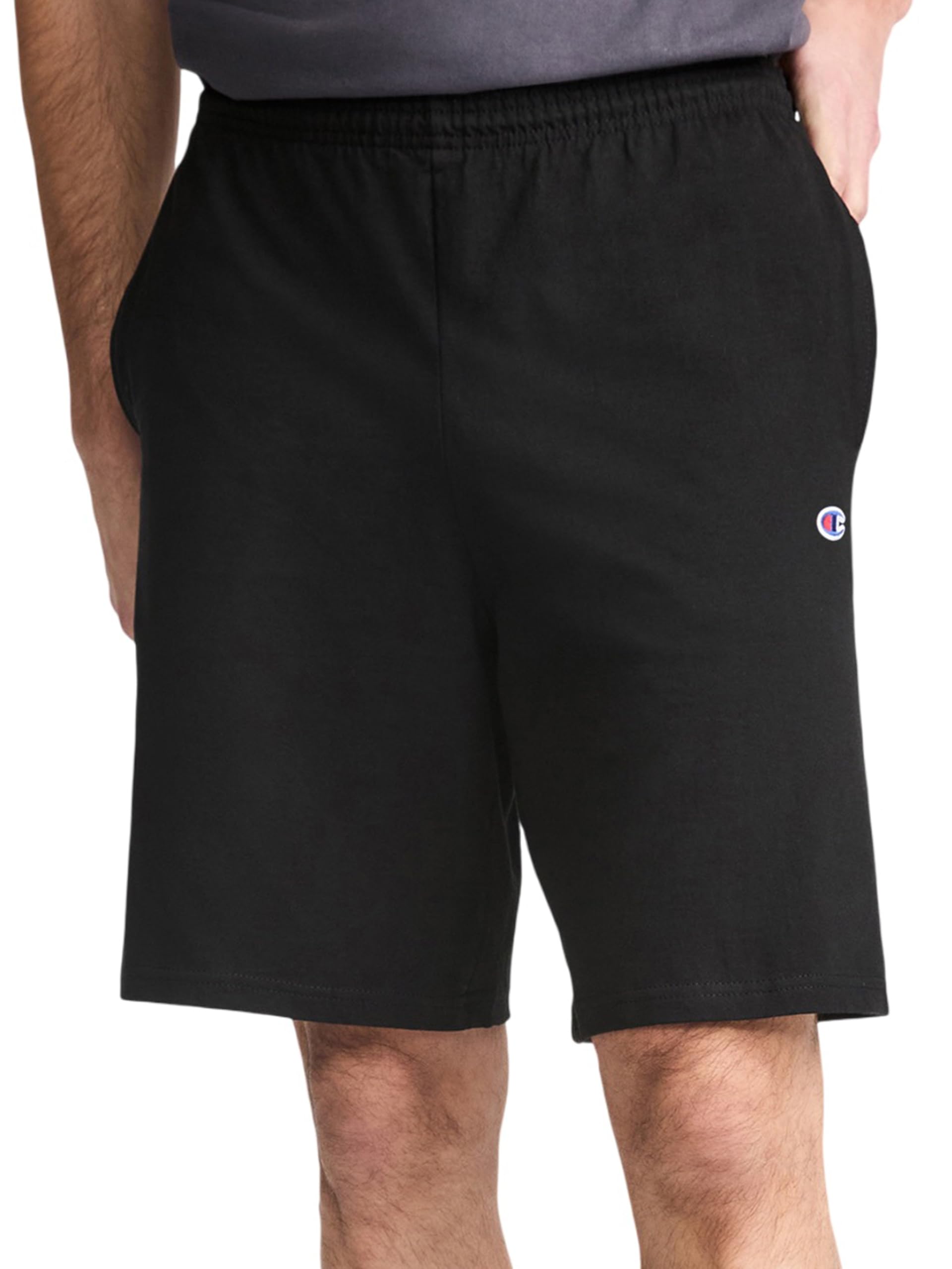 Champion Pantalones cortos clásicos de 9 pulgadas para hombre, negro, mediano