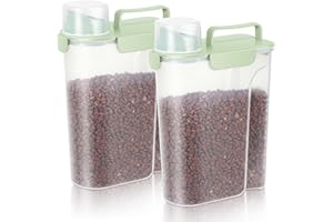 LEAWALK 5Lbs /6Qt/5L Airtight Cat Dog Food Storage Container with Upgraded Large Nozzle BPA-Free, Pet Food Storage Containers for Rice, Grain, Pet Food, Flour, Dog Treat Storage-2 Pack Green