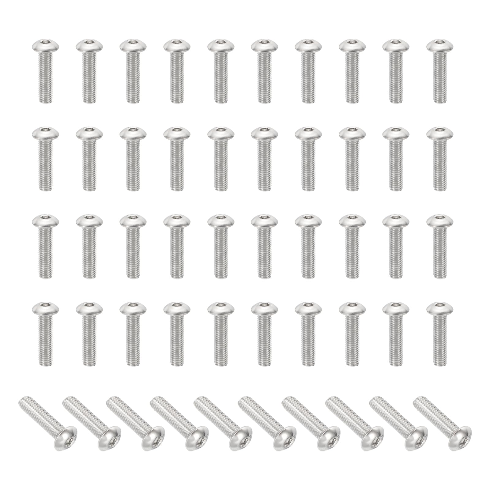 PATIKIL M5-0.8x20mm Button Head Socket Cap Screws, 50 Pcs 304 Stainless Steel 18-8 Hex Socket Cap Screw Bolts Allen Hex Drive Full Machine Thread