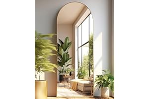 Otlsh 64"x21" Arched Full Length Mirror, Floor Mirror, Full Length Mirror with Stand, Standing Mirror, Full Body Mirror, Large Mirror, Freestanding, Wall Mounted, Aluminum Frame -Gold