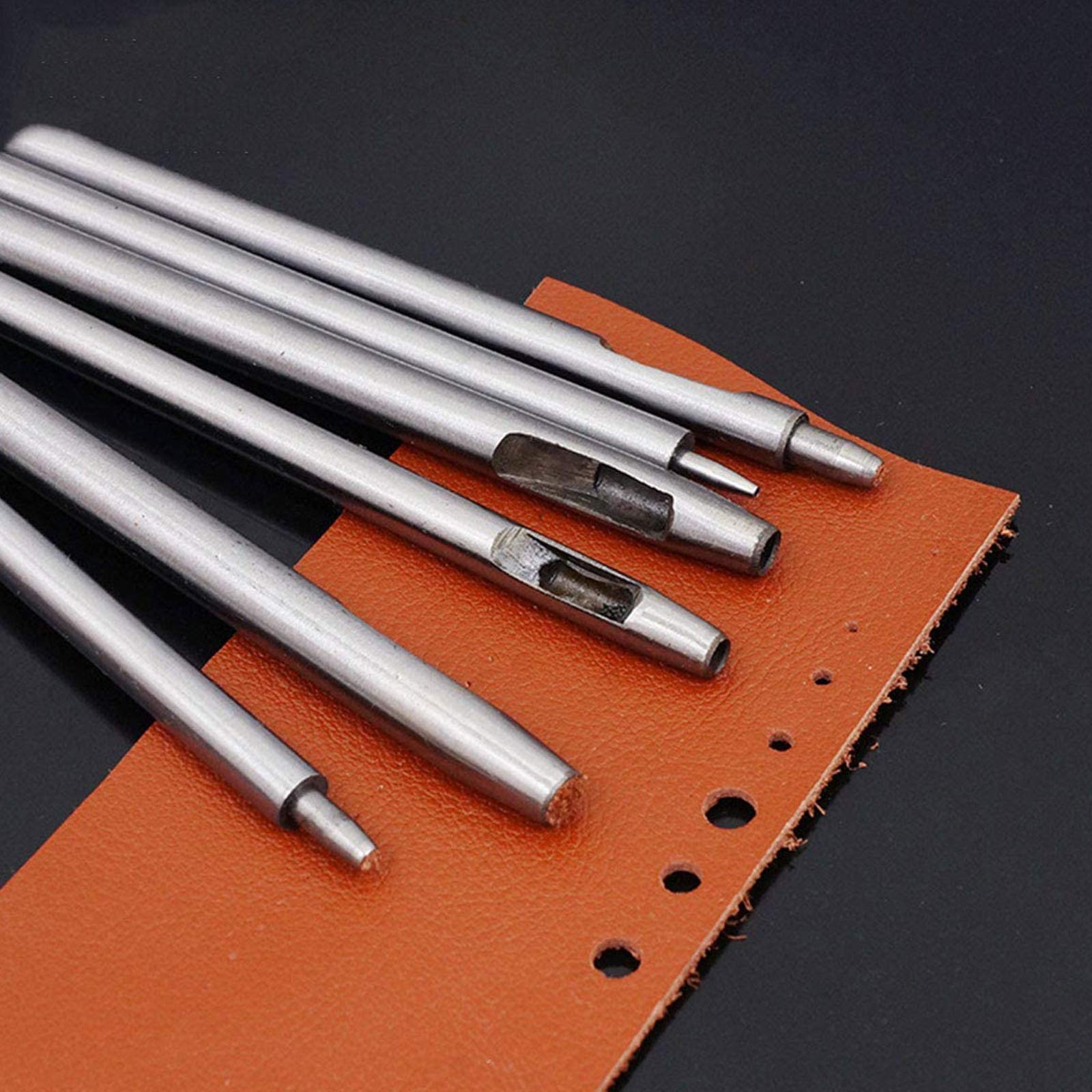 Steel Leather Punch Tool Kit, 10 Sizes (0.5-5.0mm) for Belt, Wallet, Bag, Crafting | Heavy-Duty Hole Puncher Set, Professional Leatherworking Tools for DIY & Repair