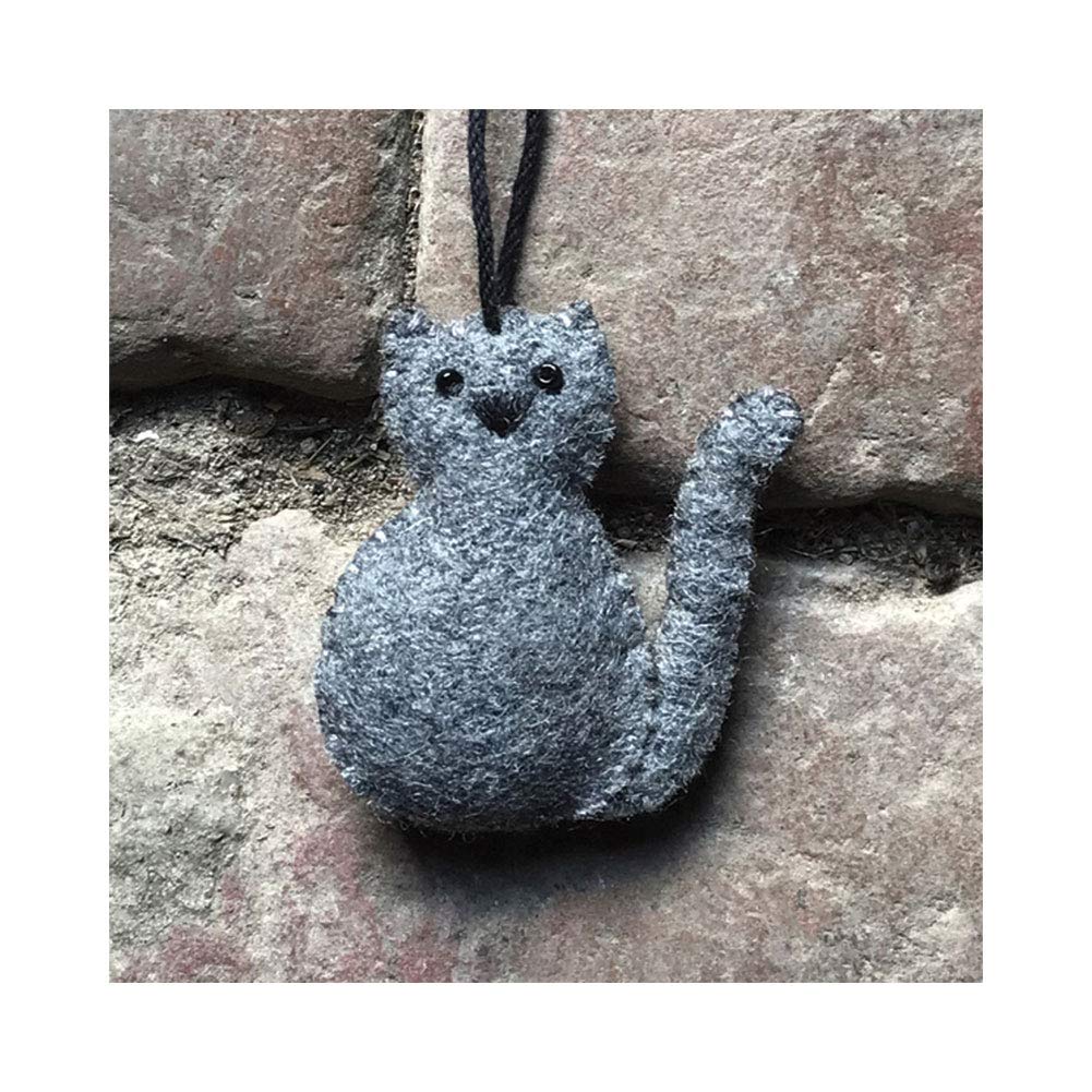 East of India Felt Hanging Cat - Grey