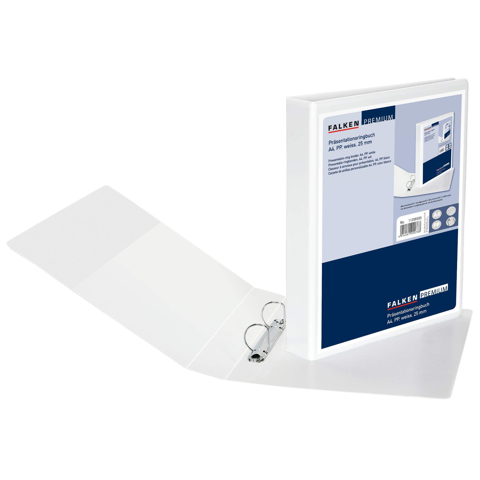 Falken Plastic Presentation Ring Binder Plastic Presentation Ring Binder DIN A4 White 2 Rings 25mm White
