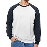 Dokotoo Men Men's Fall Crewneck Sweatshirts Patchwork Long Sleeve Geometric Texture Casual Pullover Shirt