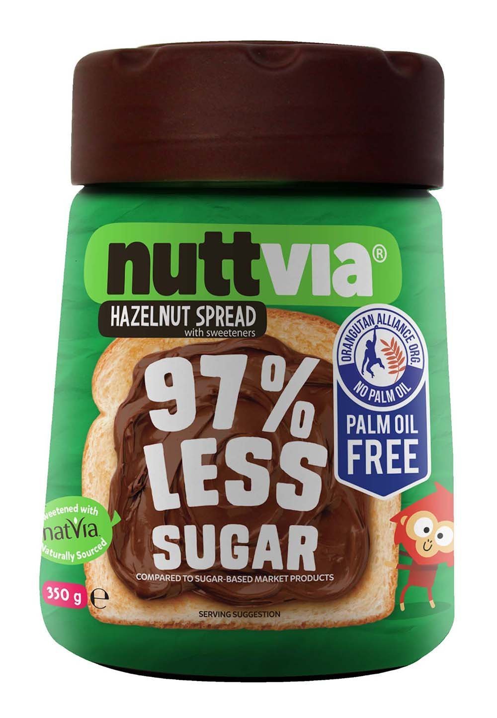 Nuttvia Hazelnut Spread with Sweeteners. Delicious & Palm Oil Free