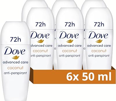 Dove Advanced Care Coconut Anti-Perspirant Roll On 48-Hour 6x 50ml Moisturiser