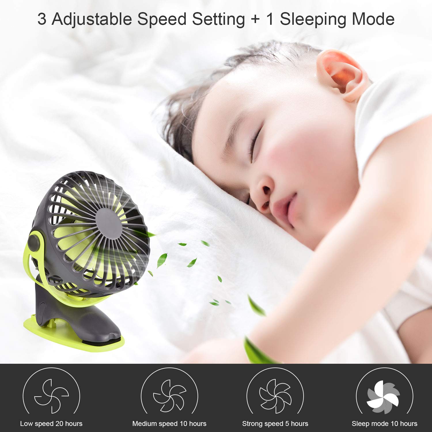 OTraki USB Oscillating Fan 4 inch Mini Quite Air Circulator USB Powered or AA Battery Operated