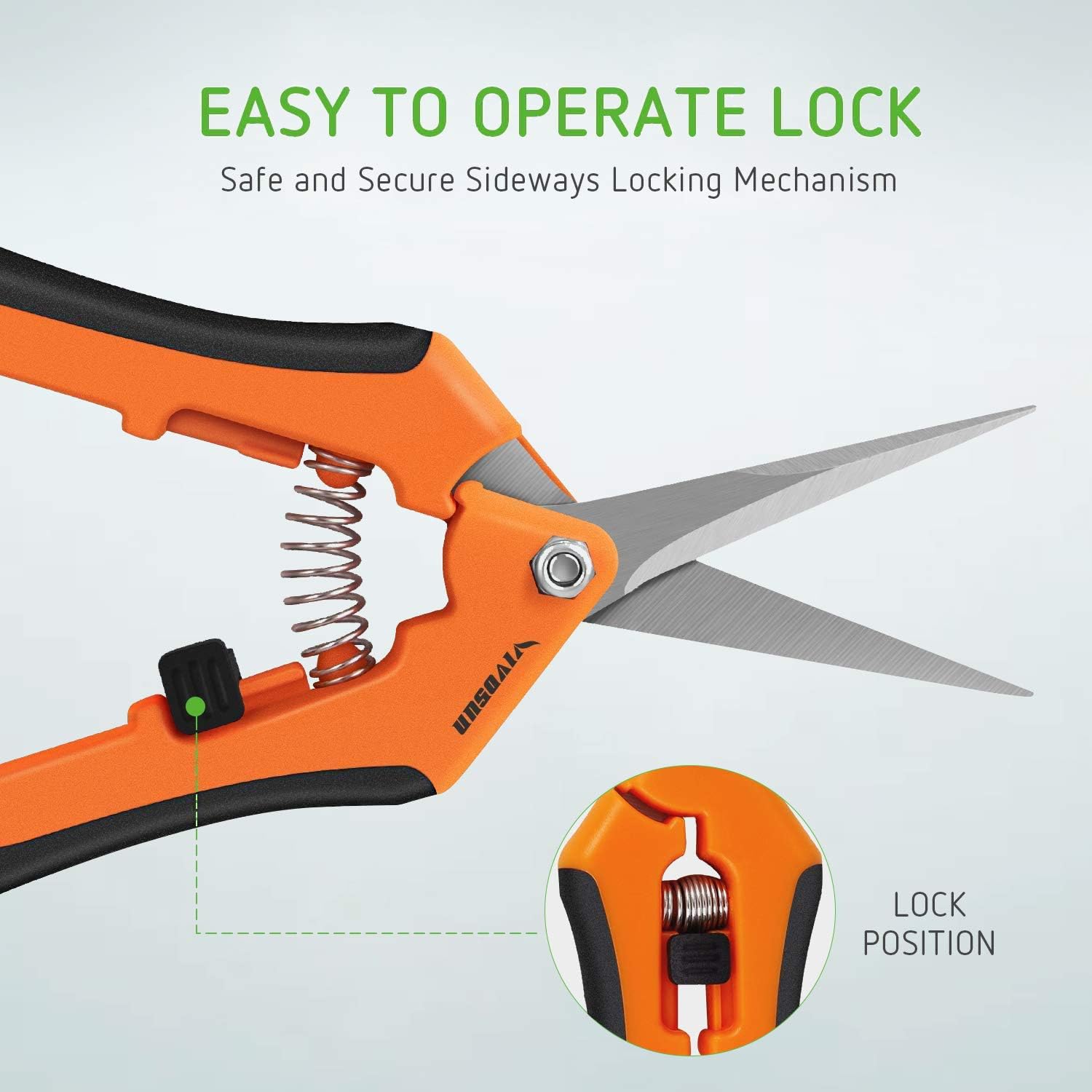 VIVOSUN 6.5 Inch Gardening Hand Pruner Pruning Shear with Straight Stainless Steel Blades Orange : Garden & Outdoor