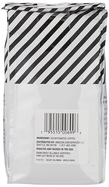 AMAZON FRESH DECAF COLOMBIA WHOLE BEAN COFFEE, MEDIUM ROAST, 12 OUNCE