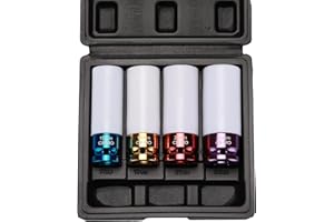 EMENTOL 4PCS 1/2" Drive Thin-Walled Impact Drive Lug Nut Socket Set, CR-MO, Metric, Protective Wheel Impact Socket Set-17mm, 