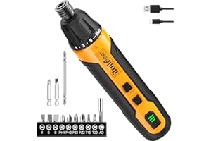 DEGLASERS Rechargeable 3.6V Cordless Screwdriver with 9pcs Bit, 1pc Bit Holder, USB Charging Cable