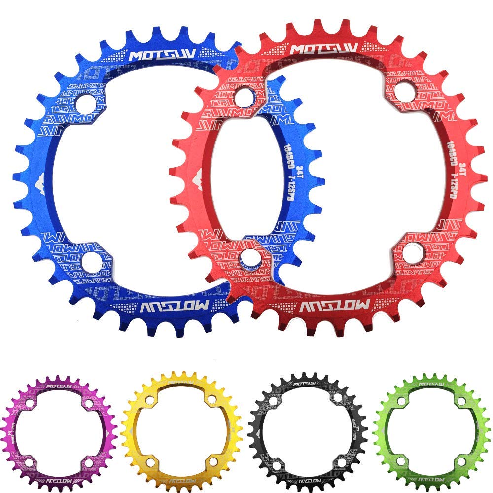 MZY1188 Cycling 104BCD Aluminum Single Chainring, Bicycle Crank Round Shape Narrow Wide Chainwheel 32T/34T/36T/38T MTB Chainring,Bike Circle Crankset Single Plate