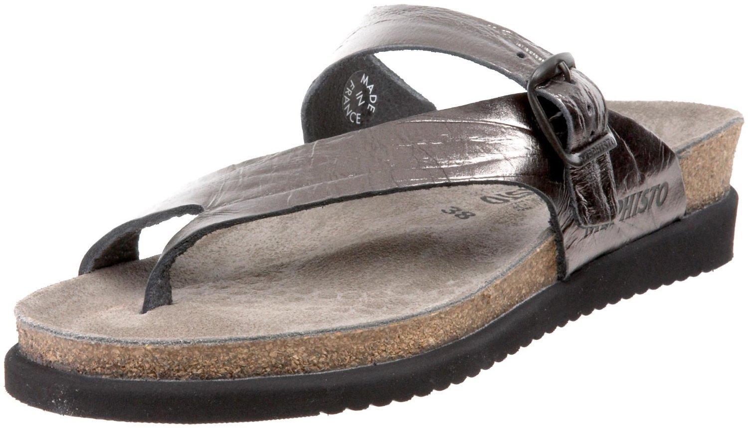 Photo 1 of Mephisto Women's Helen Sandals Grey Etna Metallic Leather 38 (US Women's 8)