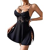 Avidlove Women Lingerie Sexy Nightgown Spaghetti Strap Modal Sleepwear Side Slit Babydoll Chemise